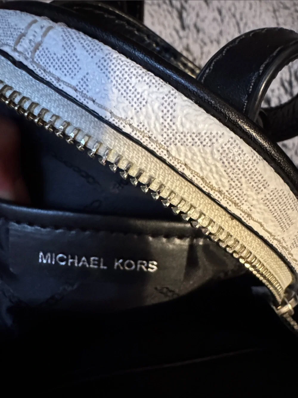 Michael Kors White and Black Logo Mini Backpack In Amazing Condition